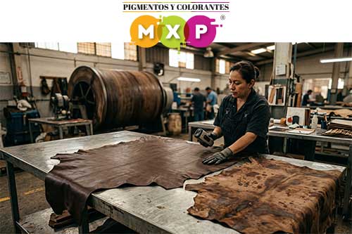Comparativa de teñido en cuero: mala igualación vs. penetración perfecta con Colorantes Ácidos de MXP.
